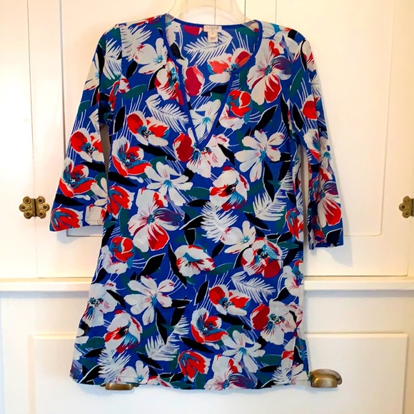 JCrew XXS Hawaiian Print Tunic - Picture 1 of 2